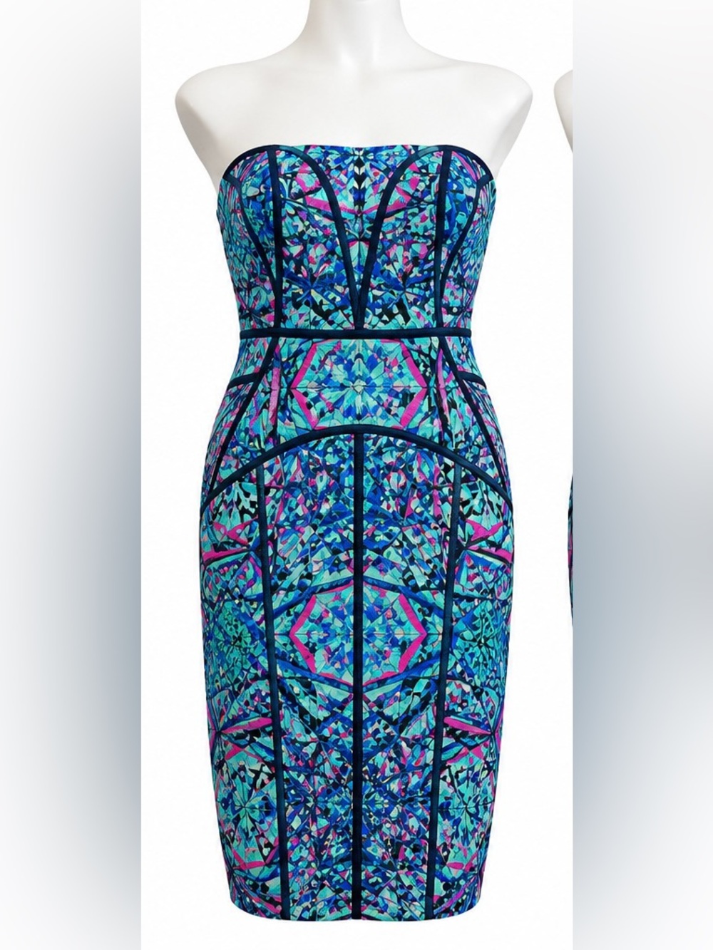 Nicole Miller Atelier Spring 2014 Runway Geometric Strapless Dress Size 6